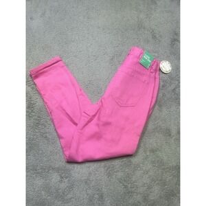 SONG Jeans Women's 1/25 Pink Distressed Button‎ Fly Mom 24" Roll Cuff Relaxed